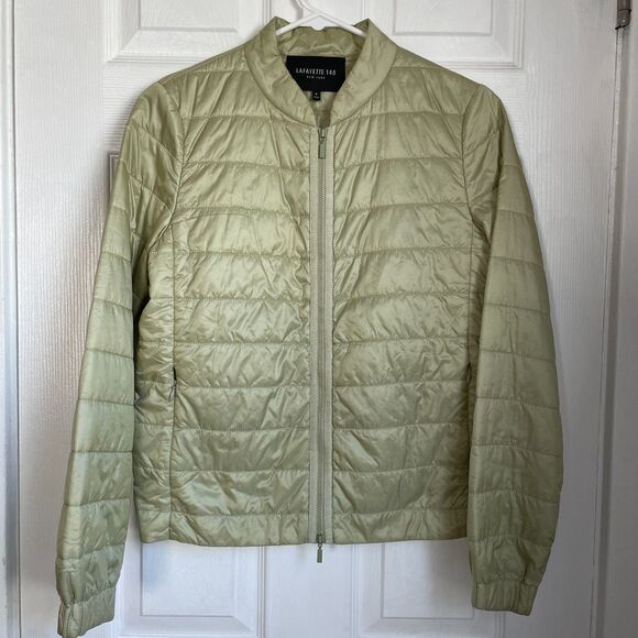 Lafayette 148 New York green puffer zip up jacket modern minimalist - Picture 1 of 8